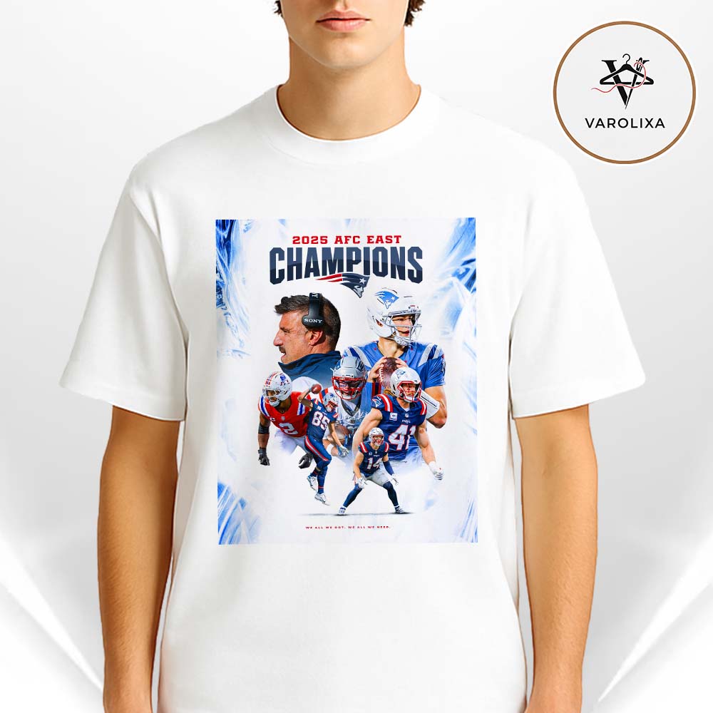 New England Patriots AFC East Champions NFL 2025 Clean White Unisex T-Shirt New England Patriots AFC East Champions NFL 2025 Clean White Unisex T-Shirt