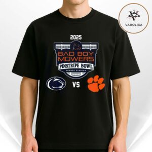 Penn State Nittany Lions vs. Clemson Tigers 2025 Bad Boy Mowers Pinstripe Bowl Matchup Unisex T-Shirt