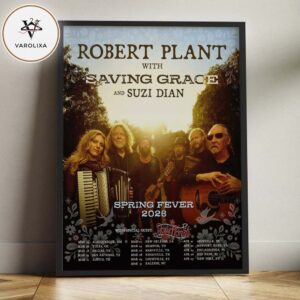Robert Plant With Saving Grace Tour Dates Poster Spring Fever 2026 Across USA Spring 2026 Featuring Rosie Flores Home Decor Poster Canvas