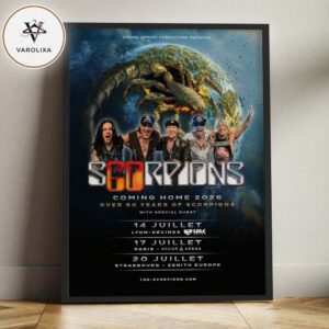Scorpions Coming Home 2026 Over 60 Years Of Scorpions France Tour Dates Lyon Paris Strasbourg Home Decor Poster Canvas