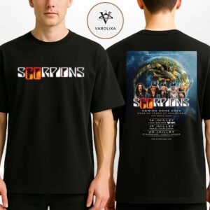 Scorpions Coming Home 2026 Over 60 Years Of Scorpions France Tour Dates Lyon Paris Strasbourg Two Sides Unisex T-Shirt