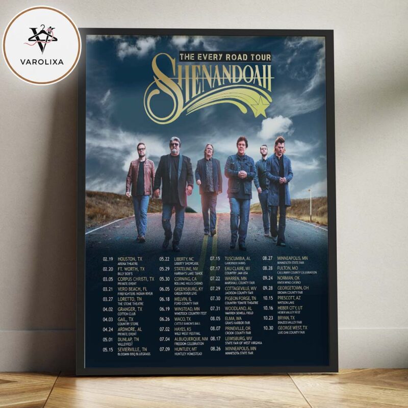 Shenandoah Music Poster At The Every Road Tour In United States On 2025 Official Tour Dates Home Decor Poster Canvas