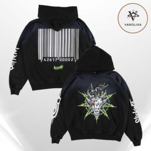 Slipknot x Welcome Ravenous Distressed Sun Fade Hoodie With Barcode Back & Goat Skull