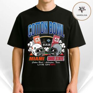 Something Inked Ohio State Buckeyes Black 2025 Cotton Bowl Head to Head Tickets CFP Unisex T-Shirt