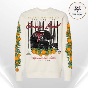 Something Inked Texas Tech Red Raiders Mens Ivory 2026 Orange Bowl CFP All Over Print Long Sleeve