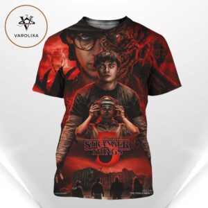 Stranger Things 5 Final Chapter Eleven Connection Dark Red Emotional Fan Art 2025 All Over Print Shirt