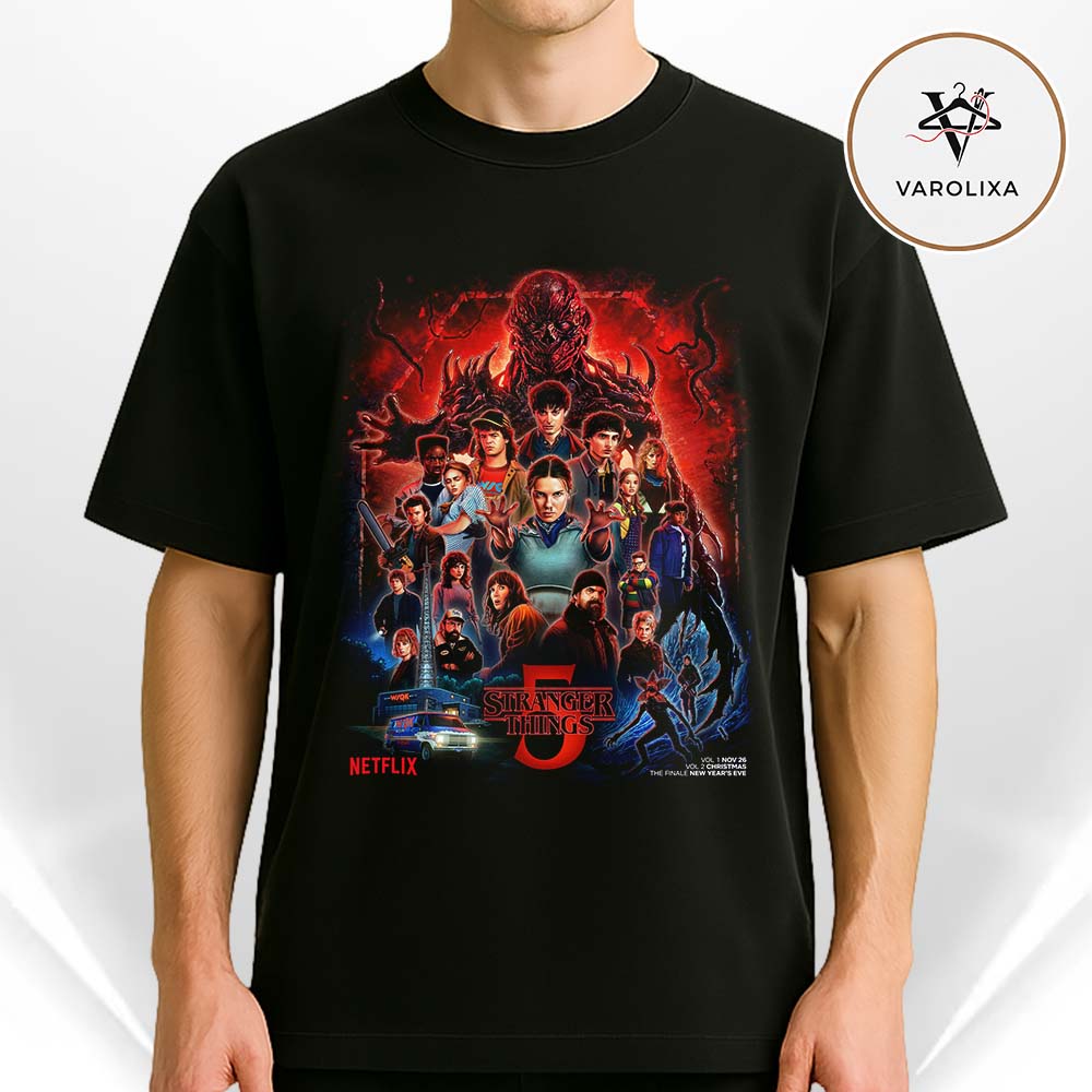 Stranger Things 5 Final Season Ensemble Eleven Vecna Dark Horror Fan Art 2025 Unisex T-Shirt Stranger Things 5 Final Season Ensemble Eleven Vecna Dark Horror Fan Art 2025 Unisex T-Shirt
