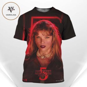 Stranger Things 5 Taylor Swift Character Red Neon Portrait Fan Art Netflix Series 2025 All Over Print Shirt