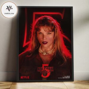 Stranger Things 5 Taylor Swift Character Red Neon Portrait Fan Art Netflix Series Home Decor Poster Canvas