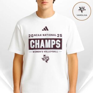 Texas A&M Aggies Women’s Volleyball Adidas White Volleyball 2025 National Champions Unisex T-Shirt