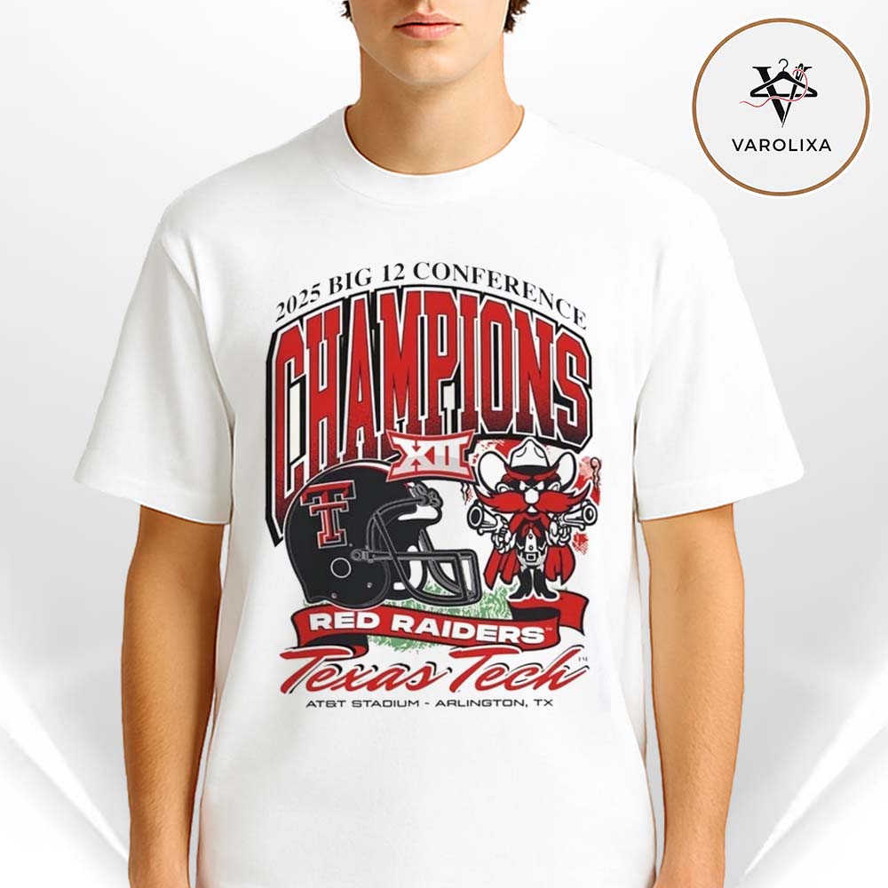 Texas Tech Red Raiders 2025 Big 12 Conference Football Champions Mascot Unisex T-Shirt Texas Tech Red Raiders 2025 Big 12 Conference Football Champions Mascot Unisex T-Shirt