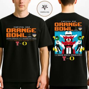 Texas Tech Red Raiders Vs Oregon Ducks 2026 Orange Bowl Matchups Duck Hunt At Hard Rock Stadium In Miami Gardens FL On January 1st 2026 Two Sides Unisex T-Shirt