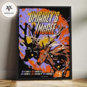 Umphrey’s McGee Tour Dates Poster Across USA July 2024 Psychedelic Deer Illustration Artwork Home Decor Poster Canvas