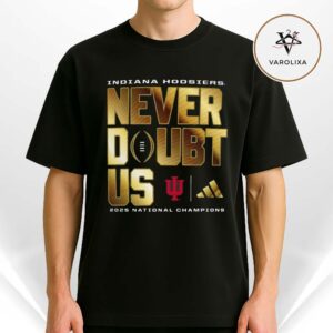 Adidas Indiana Hoosiers Black 2025 CFP National Champions Locker Room Short Sleeve