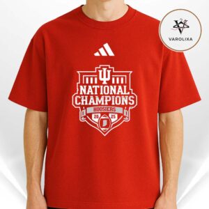Adidas Indiana Hoosiers Red 2025 College Football National Champions Official Team Logo Unisex T-Shirt