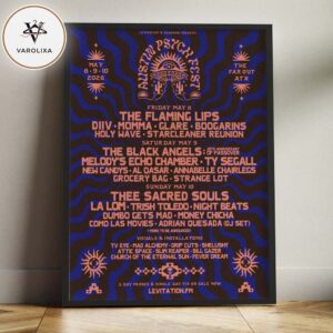 Austin Psych Fest 2026 Concert Poster At The Far Out Lounge ATX Psychedelic Rock Lineup Home Decor Poster Canvas