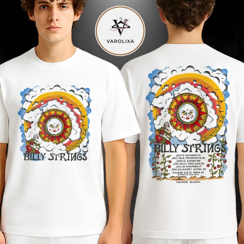 Billy Strings Summer Tour 2026 Tour Dates Poster July August Shows Artwork Two Sides Unisex T Shirt