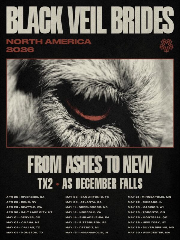 Black Veil Brides North America Tour 2026 From Ashes To New TX2 As December Falls Tour