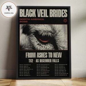 Black Veil Brides North America Tour 2026 From Ashes To New TX2 As December Falls Tour Home Decor Poster Canvas