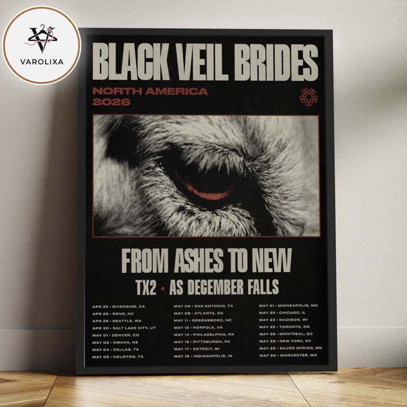 Black Veil Brides North America Tour 2026 From Ashes To New TX2 As December Falls Tour Home Decor Poster Canvas