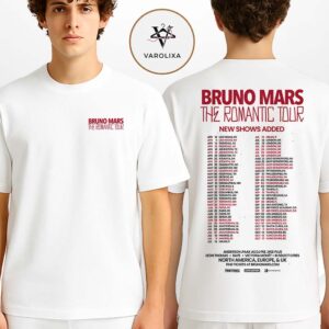 Bruno Mars Tour Dates 2026 Poster At Various Venues In Multiple Cities Various States On Tour Dates The Romantic Tour World Tour Artwork Two Sides Unisex T-Shirt
