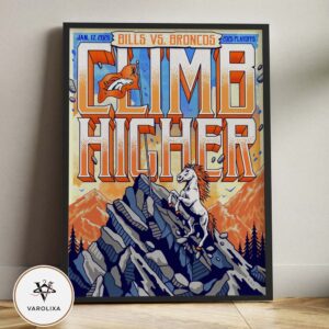 Buffalo Bills Vs Denver Broncos Climb Higher 2026 Playoffs Artwork Poster NFL Wild Card Game Home Decor Poster Canvas