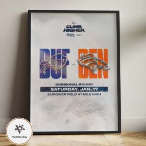 Buffalo Bills Vs Denver Broncos In Empower Field At Mile High On January 17 Divisional Round NFL Playoffs Mountain Clash Artwork Home Decor Poster Canvas