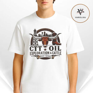 CTT Oil Exploration and Cattle West Texas Oil Rig Longhorn Cityscape Unisex T-Shirt