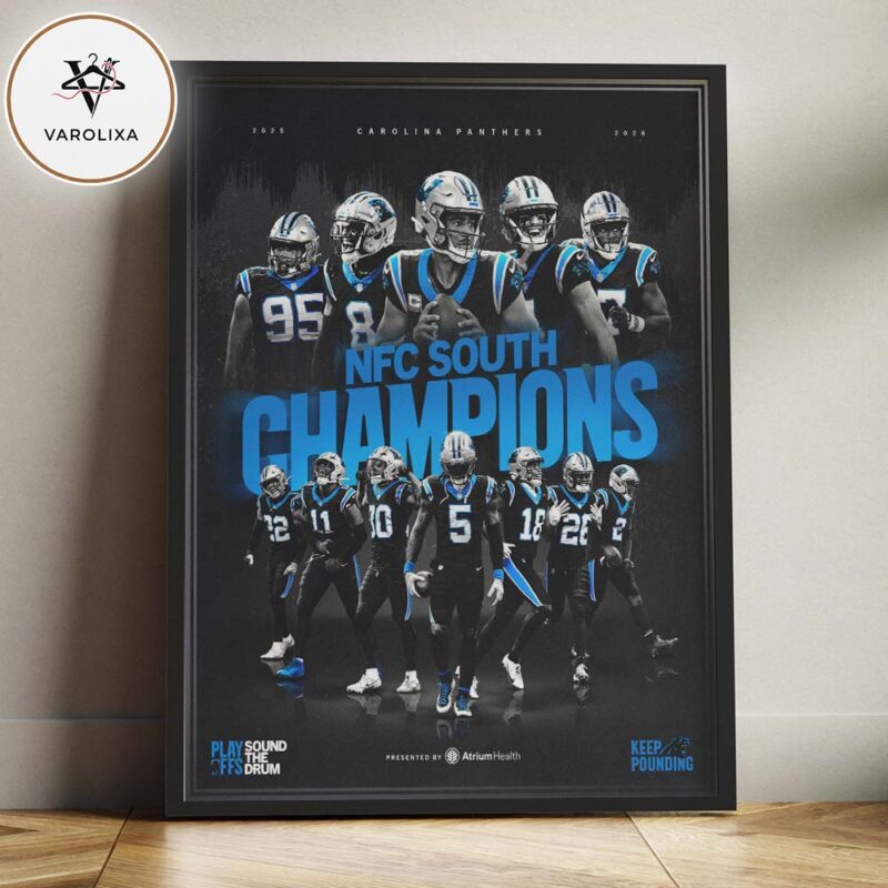 Carolina Panthers 2025 2026 NFC South Champions Full Team NFL Football Home Decor Poster Canvas