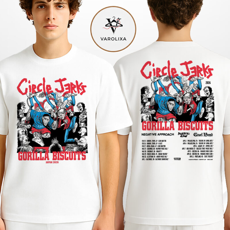 Circle Jerks Gorilla Biscuits Japan Tour Poster In Shibuya Tokyo And Osaka 2026 Hardcore Punk Wall Art Print Two Sides Unisex T Shirt