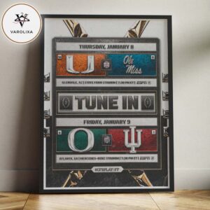 College Football Playoff Poster Miami Hurricanes vs Ole Miss Rebels And Oregon Ducks vs Indiana Hoosiers CFP Bracket Art Home Decor Poster Canvas