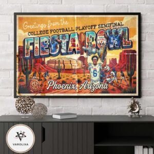 College Football Playoff Semifinal Fiesta Bowl Phoenix Arizona Ole Miss Rebels Vintage Game Day 2026 Home Decor Poster Canvas