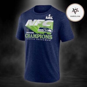 College Navy Seattle Seahawks 2025 NFC Champions Quick Pass Tri-Blend Unisex T-Shirt