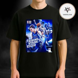 Cooper Flagg Rising Stars Rookies Poster Dallas Mavericks 2026 Action Dunk Cover Art NBA Basketball Artwork Unisex T-Shirt
