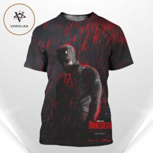 Daredevil Born Again Season 2 Poster March 24 2026 Disney Plus Red Rain Dark Hero Artwork All Over Print Shirt