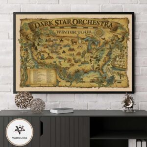Dark Star Orchestra Poster At Winter Tour In USA On Winter 2026 Vintage Map Tour Dates Artwork Home Decor Poster Canvas