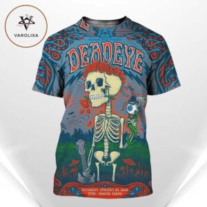 Deadeye Austin Texas January 24 2026 3TEN Skeleton Rose Psychedelic Artwork All Over Print Shirt