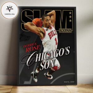 Derrick Rose Chicago Son Slam Icons 2002 Cover Poster Chicago Bulls Basketball Legend Home Decor Poster Canvas