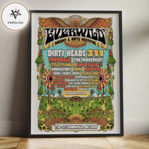 Everwild Music And Arts Festival 2026 Poster At Thornville Ohio Featuring Dirty Heads 311 Tropidelic Psychedelic Artwork Home Decor Poster Canvas