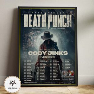 Five Finger Death Punch Death Punch 20th Anniversary World Tour 2026 Poster With Cody Jinks Concert Wall Art Print Home Decor Poster