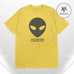 Foo Fighters Alien Head Tasmania Launceston Tour 2026 Yellow T Shirt