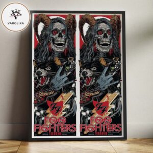 Foo Fighters Concert Poster At Unknown Venue In Tasmania Australia On 2026 Skull Demon Horns Dog Rock Hand Artwork Home Decor Poster Canvas
