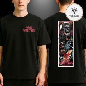 Foo Fighters Concert Poster At Unknown Venue In Tasmania Australia On 2026 Skull Demon Horns Dog Rock Hand Artwork Two Sides Unisex T-Shirt