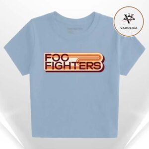 Foo Fighters Retro Logo Launceston Australia Tour 2026 Light Blue T Shirt