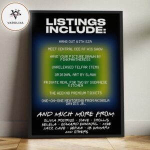 Freedom For Sudan Fundraiser Artist Lineup Poster Featuring The Weeknd SZA Olivia Rodrigo Central Cee PinkPantheress Home Decor Poster Canvas