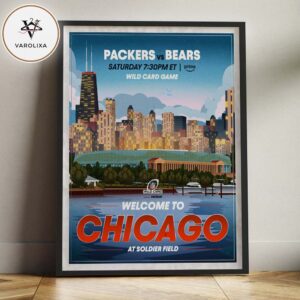 Green Bay Packers vs Chicago Bears Wild Card Game Poster At Soldier Field In Chicago NFL Playoffs 2026 Home Decor Poster Canvas