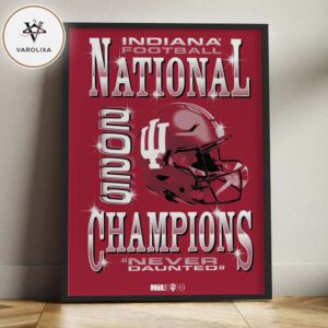 Indiana Hoosiers 2025 National Champions Never Daunted Mascot Celebration Artwork Home Decor Poster Canvas