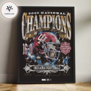 Indiana Hoosiers 2025 National Champions Skull Helmet 16-0 Season Design Home Decor Poster Canvas