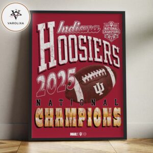 Indiana Hoosiers 2025 National Champions Skull Helmet Vintage Gold Texture Artwork Home Decor Poster Canvas