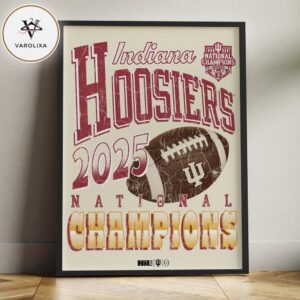 Indiana Hoosiers 2025 National Champions Vintage Football Typography Design Home Decor Poster Canvas